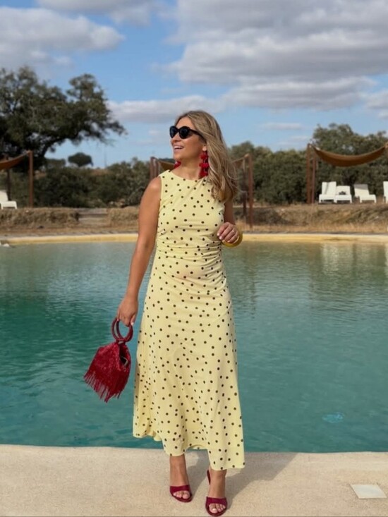 Zara Dresses & Skirts - ZARA FLOWY POLKA DOT DRESS YELLOW NWT